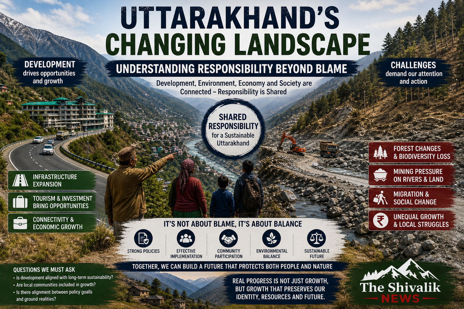 Uttarakhand sustainable development and environmental balance infographic