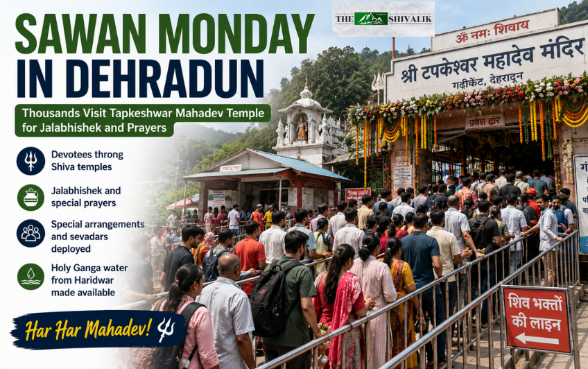 Sawan Monday in Dehradun devotees offering Jalabhishek at Tapkeshwar Mahadev Temple